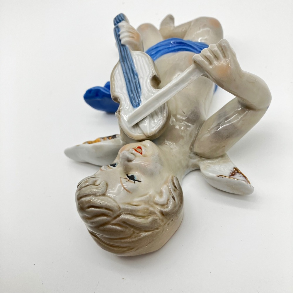 Vintage Goebel Hummel Ceramic Flying Cherub Wall Plaque Angel Violin AS IS - Picture 5 of 15